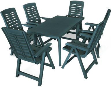 Vidaxl Utendørs spisestue 7 deler grønn