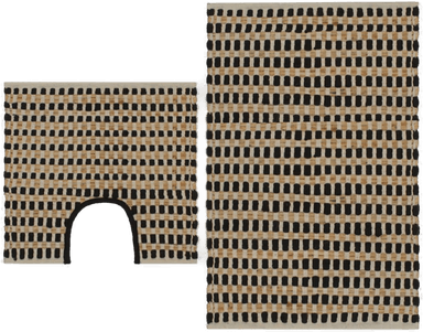 Vidaxl Håndvevd bademattesett jute svart/naturell