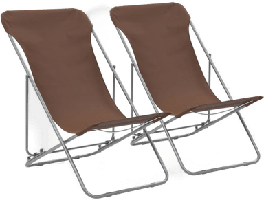 Vidaxl Sammenleggbare strandstoler 2 stk brun