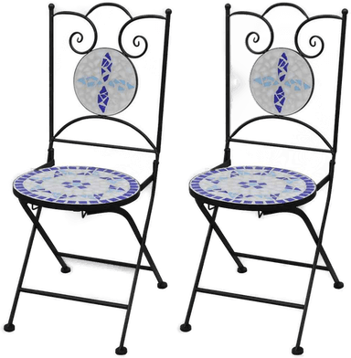 Vidaxl Sammenleggbare bistrostoler 2 stk blå og hvit