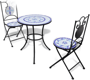 Vidaxl Bistrosett 3 deler blå og hvit