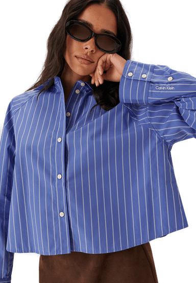 Calvin Klein Jeans Yd Stripe Boxy Cropped Shirt