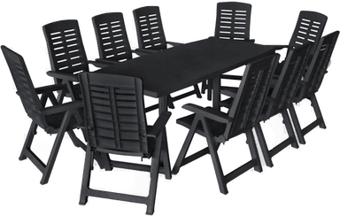 Vidaxl Utendørs spisestue 11 deler