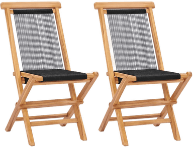 Vidaxl Klappstoler 2 stk teak og tau
