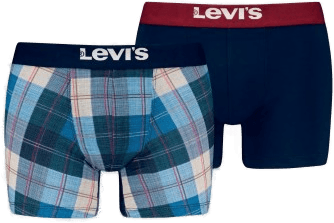 Levis 2P Plaid Aop Boxer Brief Marine/Blå