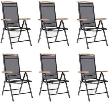 Vidaxl Foldbare hagestoler 6 stk svart