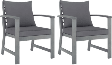 Vidaxl Hagestoler 2 stk mørkegrå puter