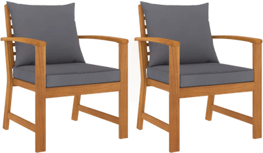 Vidaxl Hagestoler 2 stk med mørkegrå pute