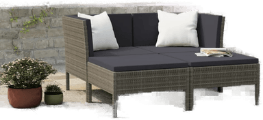 Vidaxl Hagesofagruppe 4 deler grå