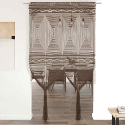 Vidaxl Makramé gardin gråbrun 140x240 cm