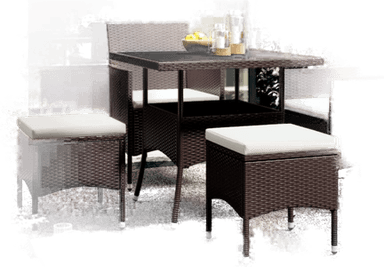 Vidaxl Hagespisesett 5 deler brun