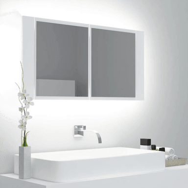 Vidaxl LED-speilskap hvit 90x12x45 cm