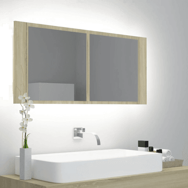 Vidaxl LED-speilskap sonoma eik 100 cm