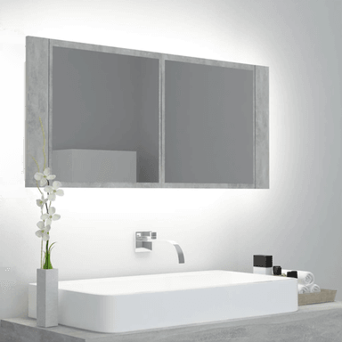 Vidaxl LED-speilskap betonggrå 100x12x45 cm
