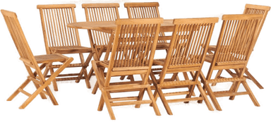 Vidaxl Utendørs spisestue 9 deler teak