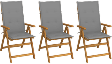 Vidaxl Klappstoler 3 stk med puter