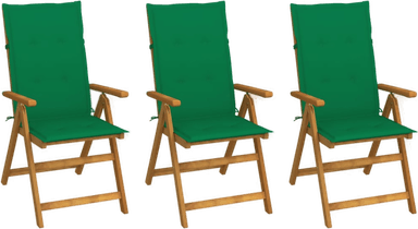 Vidaxl Klappstoler 3 stk med puter