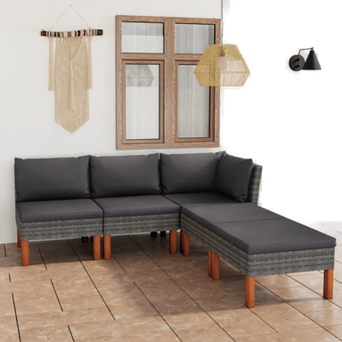 Vidaxl Hagesofagruppe 5 deler grå