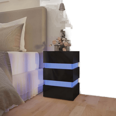 Vidaxl LED-nattbord høyglans svart 45x35 cm