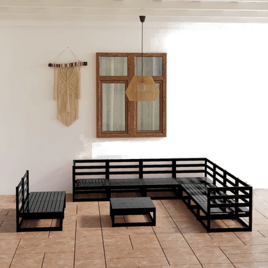 Vidaxl Hagesofagruppe 10 deler svart