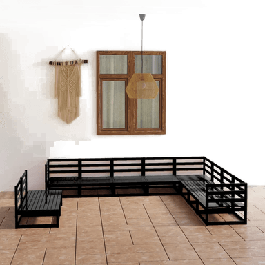 Vidaxl Hagesofagruppe 10 deler svart