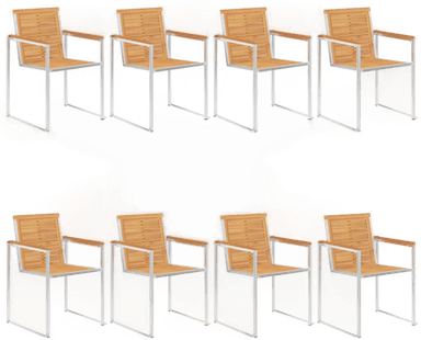 Vidaxl Hagestoler 8 stk teak og rustfritt stål