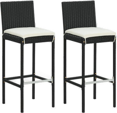 Vidaxl Utendørs barstoler 2 stk svart