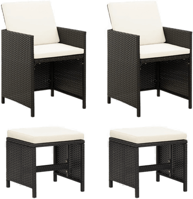 Vidaxl Hagestol- og krakksett 4 deler blå