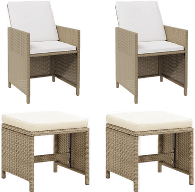 Vidaxl Hagestoler 2 stk polyrotting beige