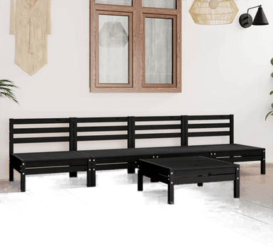 Vidaxl Hagesofagruppe 5 deler svart