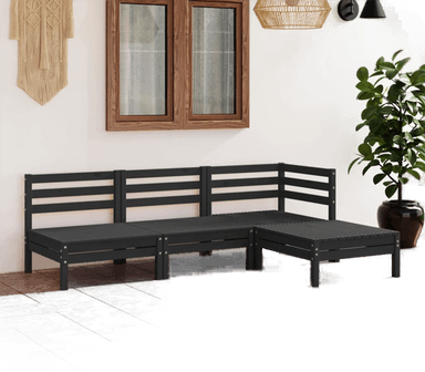 Vidaxl Hagesofagruppe 4 deler svart