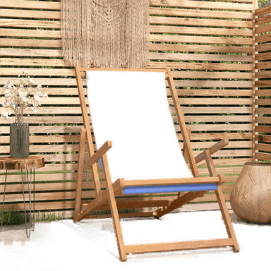 Vidaxl Sammenleggbar strandstol teak blå
