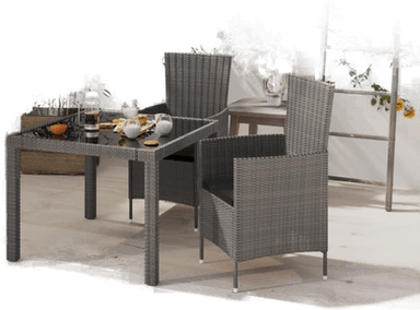 Vidaxl Utendørs spisestue 3 deler grå