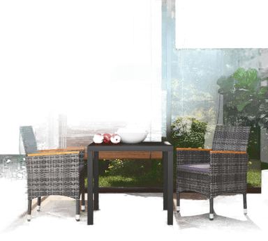 Vidaxl Hagespisegruppe 3 deler grå