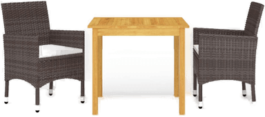 Vidaxl Utendørs spisestue 3 deler brun