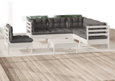 Vidaxl Hagesofagruppe 6 deler hvit