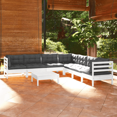 Vidaxl Hagesofagruppe 8 deler hvit