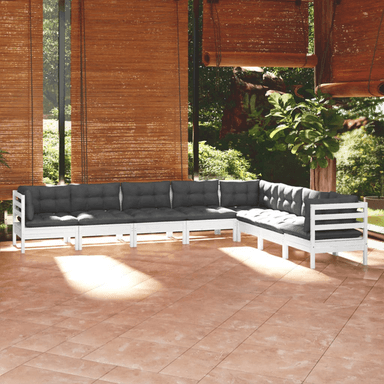 Vidaxl Hagesofagruppe 8 deler hvit