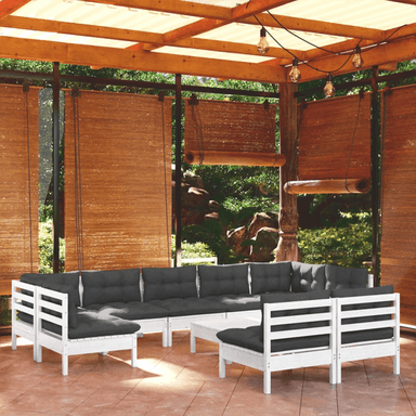 Vidaxl Hagesofagruppe 10 deler hvit