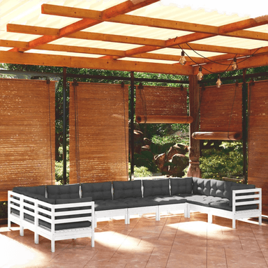 Vidaxl Hagesofagruppe 10 deler hvit