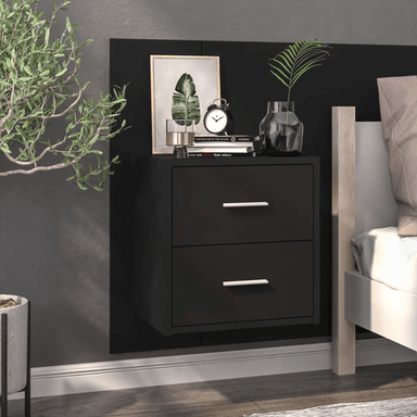 Vidaxl Vegghengt nattbord svart