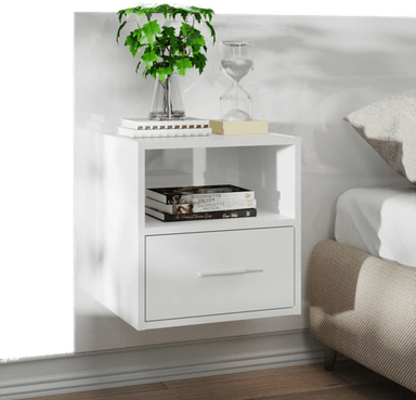 Vidaxl Veggmontert nattbord høyglans hvit