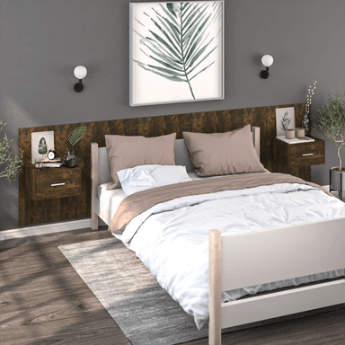 Vidaxl Veggmonterte nattbord 2 stk røkt eik