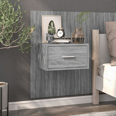 Vidaxl Veggmontert nattbord grå