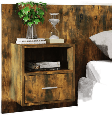 Vidaxl Veggmontert nattbord røkt eik