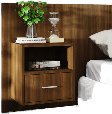 Vidaxl Veggmontert nattbord brun eik