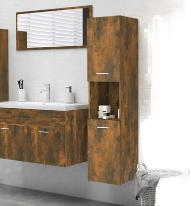 Vidaxl Baderomsskap røkt eik 30x30x130 cm