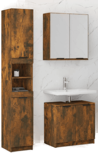 Vidaxl Baderomsskap røkt eik 32x34 cm