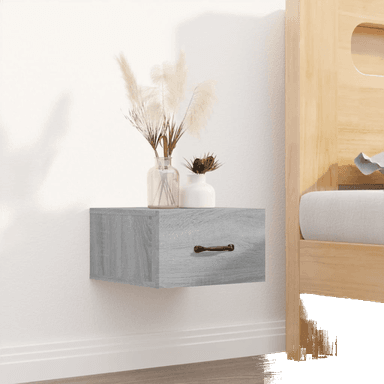 Vidaxl Veggmontert nattbord grå sonoma 35x35 cm