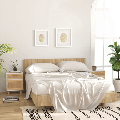 Vidaxl Nattbord 2 stk hvit furu og naturrotting